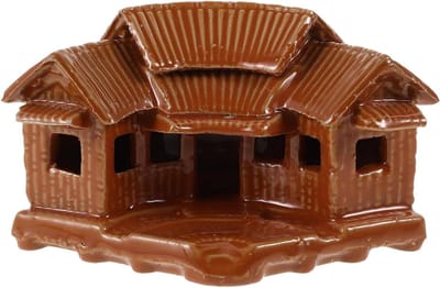 Miniatuur keramisch huisje - Sprookjes tuinfiguur - Decoratie plantenpot - Zelfwaterende functie - 135 x 9 x 8 cm - Lichtbruin