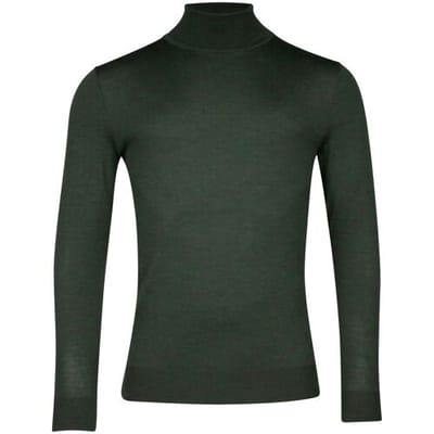 Thomas Maine Trui Merino Wool Rollneck Single Knit Donker Groen Melange / male
