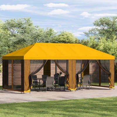 vidaXL - Tuinpaviljoen - 6 - x - 3 - m - Geel - Polyester - en - Staal - 190 - gsm