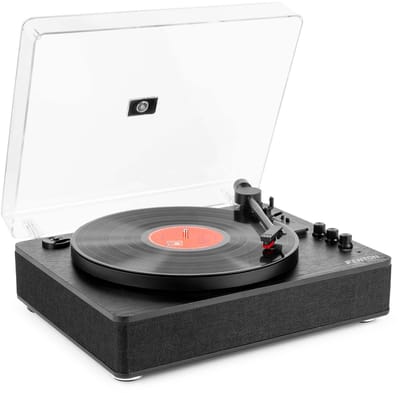 Platenspeler Bluetooth (in/uit) - Fenton RP162B - retro platenspeler met speakers (stereo) en mp3 speler - Zwart