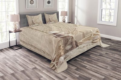 ABAKUHAUS Vissersnet Sprei Set – 264x220 cm – Beige crème – Marine