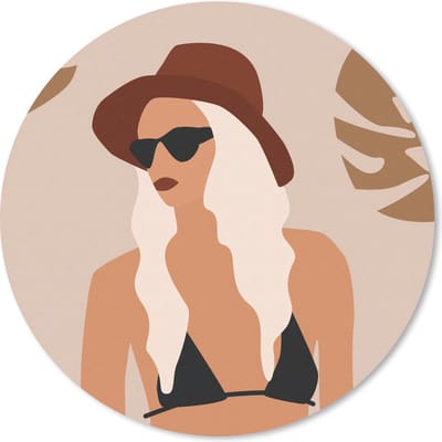 Muismat rond 20x20 cm - Mousepad Zomer - Vrouw - Bikini - Ronde muismatten