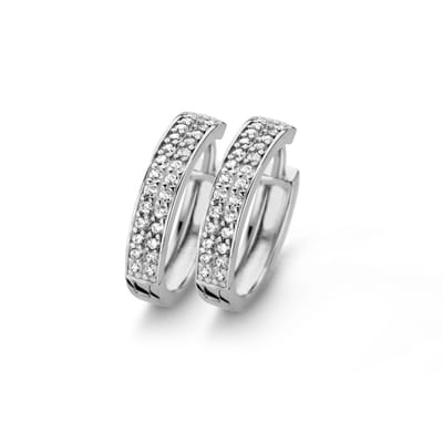 New Bling 9NB-0206 Zilveren oorringen - zirkonia - grootte 17x3 mm - zilverkleurig