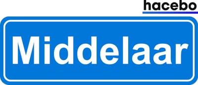 Hacebo - Plaatsnaam Sticker - 29x10 CM - Middelaar sticker - Verkeersborden sticker - grappige cadeaus - Middelaar
