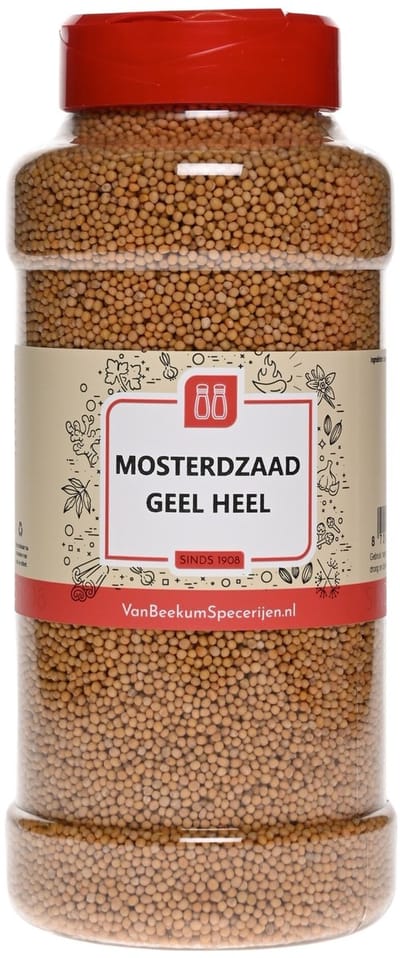 Van Beekum Specerijen - Mosterdzaad Geel Heel - Strooibus 700 Gram