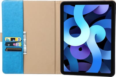 Geschikt voor iPad 11 hoes en iPad 10 hoes Leer - 11e en 10e Generatie - 10.9 Inch - 2024 en 2022 - Leren Case Cover - Luxe Lederen Tablethoes - Met Standaard - Met Pasjeshouder - Blauw