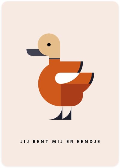 Jij bent mij er eendje - 4x leuke verjaardagskaarten om te versturen - kaartenset - kaart met Casarca - vier kaarten met vogels