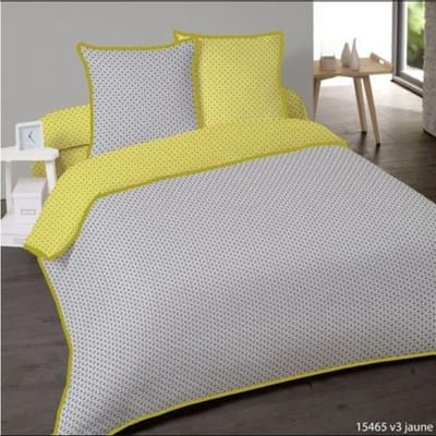 2-Persoonsdekbedovertrek katoen Istres Jaune 240x220 met 2 kussenslopen 65x65