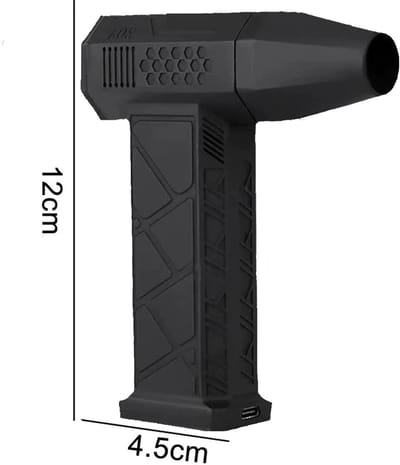 PolkaHome® Mini Turboventilator Hoogtoerig – Krachtige Kanaalblower 110.000 RPM | Sterke Luchtstroom 45 m/s | Borstelloze Motor | Handventilator / Blower / Air Duster – Zwart
