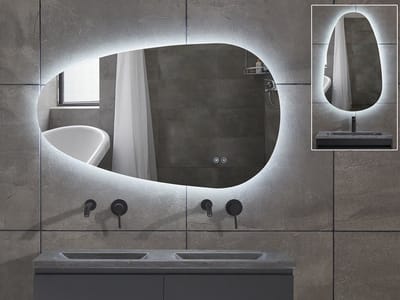 Mawialux LED Badkamerspiegel - Dimbaar - 119x59cm - Asymmetrisch - Horizontaal of verticaal ophangen - Verwarming - Touchscreen - Ana
