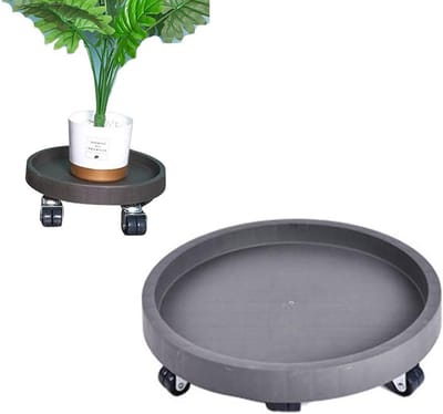 Plantenwagen Met Wielen - Verplaatsbare Plantenbak - Planten Verplaatsen - Robuust Ontwerp - 40.6 cm Diameter - Grijs