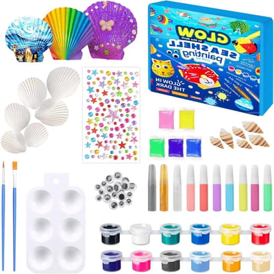 Creatieve Knutselset voor Kinderen met Glow in the Dark Schelpen, Perfect als Cadeau voor Verjaardag en Halloween, Geschikt voor Kinderen van 5-10 Jaar