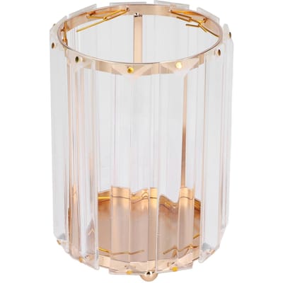 Porte-pinceaux de maquillage Verre transparent Rond Décoratif Bureau Rangement pour stylos Boîte Organisateur Or or