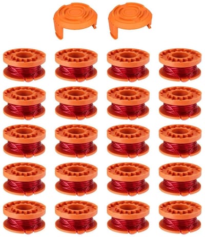 GELLDG 20 Stuks Rasentrimmerspulen - Vervangspolen voor Grasmaaier - Gemakkelijk Te Installeren met Efficiëntere Snijprestaties - Geschikt voor Worx Accu Rasentrimmer - Duurzaam Plastic Materiaal - 57x32mm