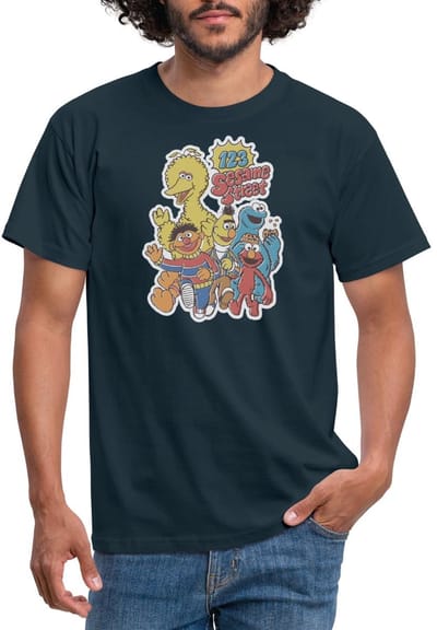 Sesamstraat 123 Sesame Street Groep T-Shirt Heren