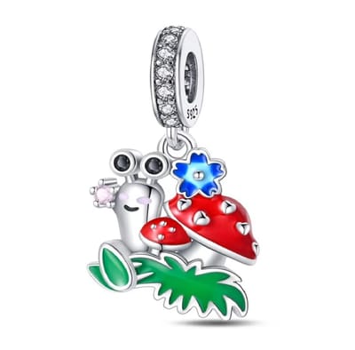 Bedel Slak met Paddenstoel - Sterling Zilver - Voor Armband - RomyStones