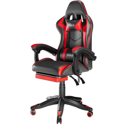 Avalo Gaming Stoel - Gamestoel Ergonomisch Verstelbaar - Bureaustoel - Gaming Chair voor Bureau - Zwart/Rood