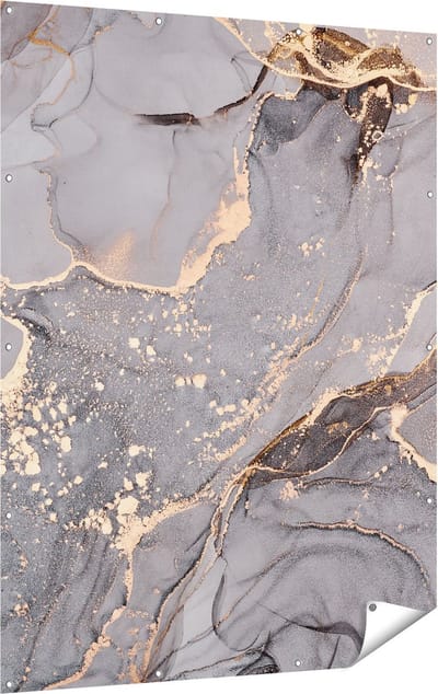Gards Tuinposter Abstracte Luxe Kunst van Marmer met Goud - 120x160 cm - Tuindoek - Tuindecoratie - Wanddecoratie buiten - Tuinschilderij