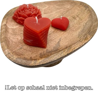 Romantische Handgemaakte Kaarsenset - 3 Rode Kaarsen voor Valentijnsdag, Cadeau of Huisdecoratie