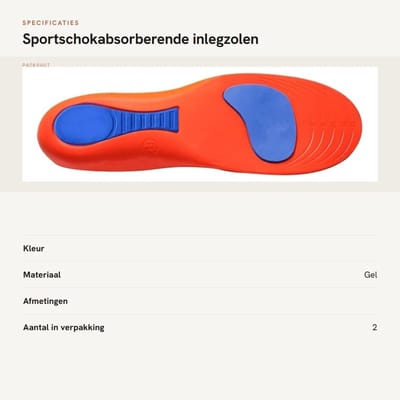 Dailygoods- Inlegzolen Schokabsorberend - Orthopedische Inlegzolen - Ademend - Zweetabsorberend - Ergonomisch - Maat 39-40 - Voetbed