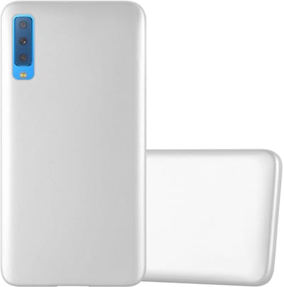 Cadorabo Hoesje geschikt voor Samsung Galaxy A7 2018 in METALLIC ZILVER - Beschermhoes gemaakt van flexibel TPU silicone Case Cover
