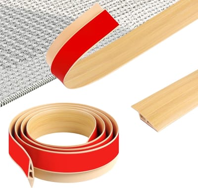 Zelfklevende vloerovergangsstrips van 200 cm, flexibele PVC drempel, antislip en geschikt voor tapijt, tegels en hout (breedte: 5 cm)