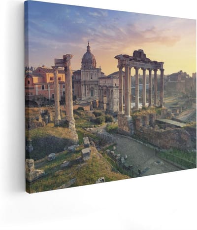 Artaza Canvas Schilderij Romeins Forum - 50x40 cm - Wanddecoratie Italië - Muurdecoratie Rome - Kamer Accessoires Skyline