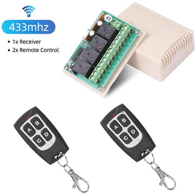 433Mhz Universele Draadloze Afstandsbediening DC 12V Relais 4Kanaals Module Ontvanger RF 4Knops Zender Voor Garagedeur Poort Motor Verlichting romeinse zilveren kleur