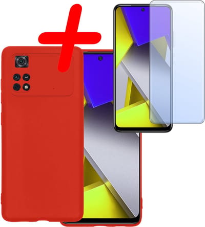 Hoesje Met Screenprotector - Geschikt voor Xiaomi Poco X4 Pro 5G - Sterk & Shockproof - Back Cover - Siliconen Case - Telefoon Hoes - Rood