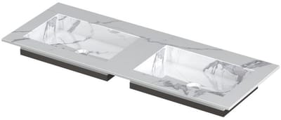 INK Post Wastafel Keramische Slab Envelop Bak Dubbel Zonder Kraangaten - 1200x450x10 mm - Statuario Glans