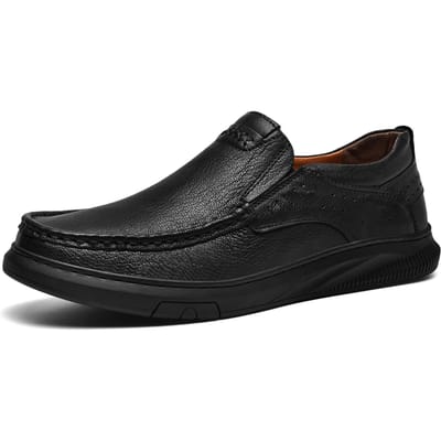 Eerste Laag Koeienhuid Lente en Zomer Vrijetijd Herenschoenen Heren Mode Schoenen Instapper Comfortabele Echt Leer Instapper Rijschoenen 45 black