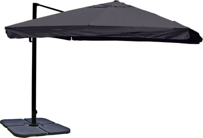 Zweefparasol MCW-A96, parasol, 3x3m (Ø4.24m) polyester/aluminium 23kg ~ Flap, antraciet met voet