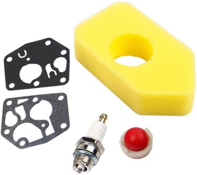 Geschikt voor Luchtfilter 698369 4216 met carburateurmembraanpakking 495770 Primerbol 694394 Bougie past op Briggs & Stratton 3,5-4,5 pk Classic Sprint Quattro-motor