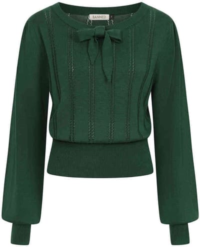 Banned - Angel Pointelle Knit Gebreide trui - S - Donkergroen