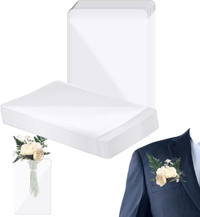 20 Stuks Boutonnière Houder van Plastic, Transparante Corsagehouder voor Bruidegom en Groomsmen, Geschikt voor Jassen en Kostuums, Bloemen Niet Inbegrepen