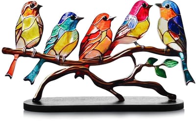 Dailygoods- Vogel Ornament Handgemaakt - Acryl Vogel Beeldje - Decoratie voor Woonkamer - Tafelblad Decoratie - Cadeau Optie - Meerkleurig 23,5 cm - Vogelbeeldje