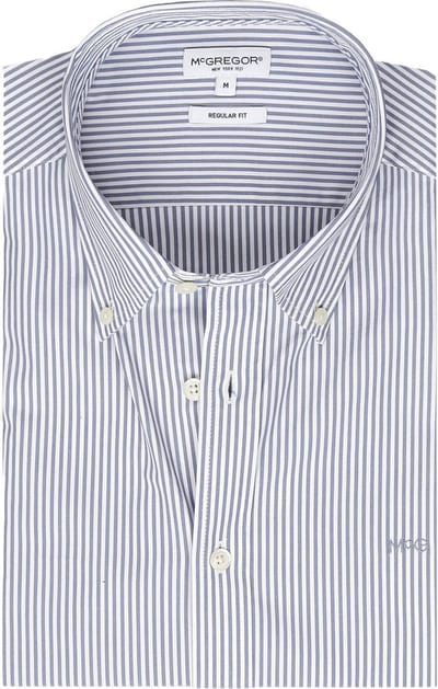 McGregor Overhemd Poplin Streep Blauw - Maat S - Heren - Overhemden Casual