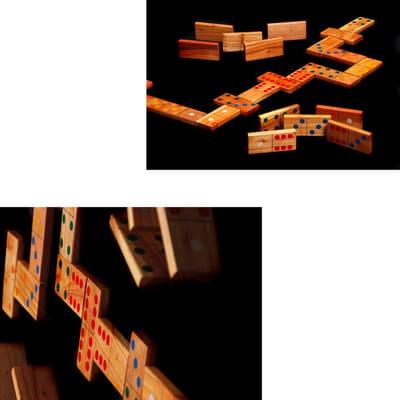 XXL - Domino - in Prachtig mooie in tas - ECO India hout - Luxe afwerking