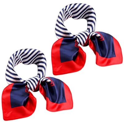 Sjaal 2-delig - Nautische Sjaal - 50 x 50 cm - Polyester - Rood/Blauw/Wit - Modieus en Praktisch - Bandana