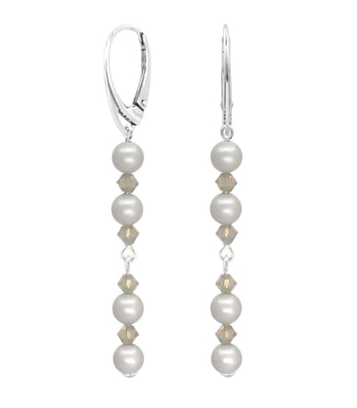 ARLIZI 2394 Oorbellen parel Swarovski kristal pastelgrijs - sterling zilver - 6,5 cm