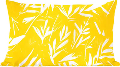 Sierkussens - Kussentjes Woonkamer - 60x40 cm - Abstract - Bladeren - Geel - Penseelstreken