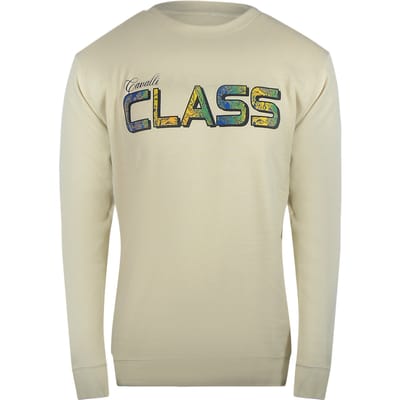 Cavalli Class Levendige Beige Sweatshirt Met Bloemenlogo