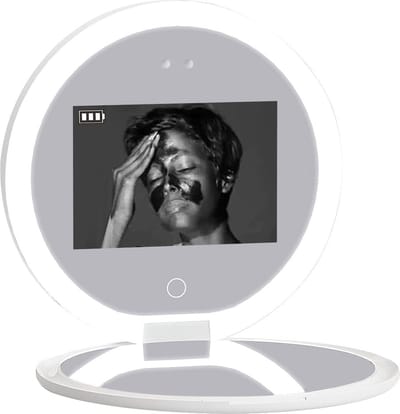 Compacte spiegel met UV-camera voor zonnebrandcrème, slimme reisspiegel voor het testen van gezichtszonnebrandcrème draagbare zakspiegel verlichte make-upspiegel met 2x vergroting
