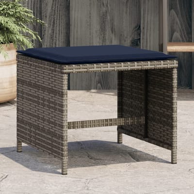 vidaXL - Tuinkrukken - 4 - st - met - kussens - 40x40x35 - cm - poly - rattan - grijs