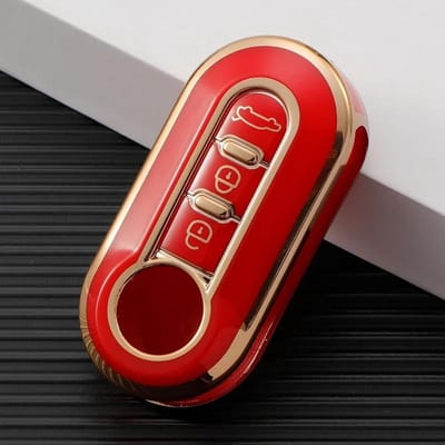 Automatisch Klapbare Sleutelhoes Shell Fob Voor Fiat Ducato 500 500L Panda Grande Punto Lancia Musa 3 Knoppen Tpu Auto Sleutelhoes Case red