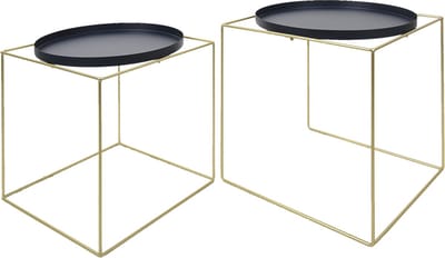 Clayre & Eef Bijzettafel Set van 2 Goudkleurig Ijzer Plantentafel