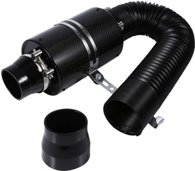 Dailygoody - Universeel Koud Luchtfilter Set - Luchtinlaatsysteem - Zwart Carbon Fiber - Maximale Luchtstroom - Geschikt voor Auto's - 3 Inch
