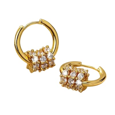 Oorbellen Sparkle- rvs- goudkleurig-Synthetische zirkoon-Charme Bijoux