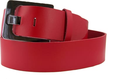 100% Zware Leren Jeans Riem, 5 cm. breed, Taillemaat 100 cm. Rood.