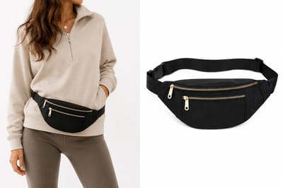 Dames Heuptas - Crossbody Tas Zwart – Heuptas met 2 Vakken – Verstelbare Schoudertas – Waterafstotend – Festival & Reistas